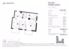 4 pokoje, mieszkanie 65,55 m², piętro 6, oferta nr 3.A.6.02, Murapol Agosto, Łódź, Polesie, Stare Polesie, ul. 6 Sierpnia