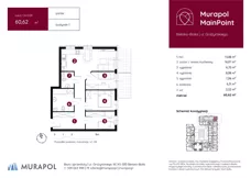 4 pokoje, mieszkanie 57,36 m², piętro 1, oferta nr 1.A.1.03, Murapol MainPoint, Bielsko-Biała, Śródmieście, ul. Grażyńskiego