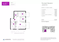 4 pokoje, mieszkanie 56,39 m², piętro 2, oferta nr 28.A.2.3, Murapol Siewierz Jeziorna, Siewierz, ul. Jeziorna