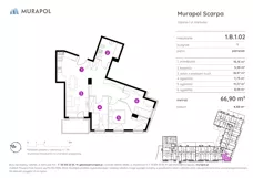 4 pokoje, mieszkanie 66,90 m², piętro 1, oferta nr 1.B.1.02, Murapol Scarpa, Gdańsk, Siedlce, ul. Kartuska