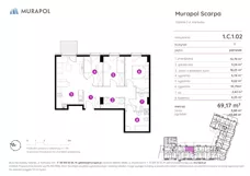 4 pokoje, mieszkanie 69,70 m², piętro 2, oferta nr 1.C.2.02, Murapol Scarpa, Gdańsk, Siedlce, ul. Kartuska