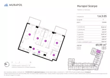 4 pokoje, mieszkanie 69,99 m², piętro 3, oferta nr 1.A.3.05, Murapol Scarpa, Gdańsk, Siedlce, ul. Kartuska