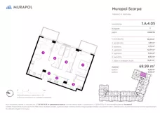 4 pokoje, mieszkanie 69,99 m², piętro 4, oferta nr 1.A.4.05, Murapol Scarpa, Gdańsk, Siedlce, ul. Kartuska