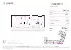 4 pokoje, mieszkanie 57,18 m², piętro 6, oferta nr 1.B.6.02, Murapol Scarpa, Gdańsk, Siedlce, ul. Kartuska