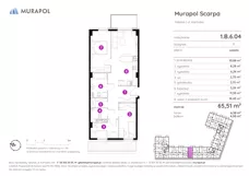 4 pokoje, mieszkanie 65,51 m², piętro 6, oferta nr 1.B.6.04, Murapol Scarpa, Gdańsk, Siedlce, ul. Kartuska
