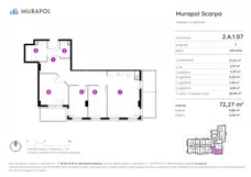 4 pokoje, mieszkanie 72,27 m², piętro 1, oferta nr 2.A.1.07, Murapol Scarpa, Gdańsk, Siedlce, ul. Kartuska