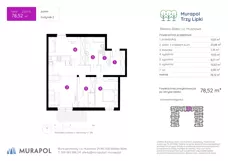 4 pokoje, mieszkanie 79,66 m², piętro 1, oferta nr 1.A.1.08, Murapol Trzy Lipki, Bielsko-Biała, Stare Bielsko, ul. Muszlowa