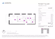 4 pokoje, mieszkanie 66,73 m², piętro 1, oferta nr 1.A.1.07, Murapol Trzy Lipki, Bielsko-Biała, Stare Bielsko, ul. Muszlowa