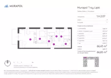 4 pokoje, mieszkanie 66,85 m², piętro 2, oferta nr 1.A.2.07, Murapol Trzy Lipki, Bielsko-Biała, Stare Bielsko, ul. Muszlowa