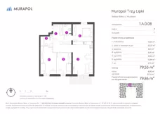 4 pokoje, mieszkanie 79,86 m², parter, oferta nr 1.A.0.08, Murapol Trzy Lipki, Bielsko-Biała, Stare Bielsko, ul. Muszlowa
