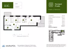 4 pokoje, mieszkanie 64,90 m², parter, oferta nr 2.C.0.01, Murapol Prado, Kraków, Prądnik Biały, ul. Piaszczysta