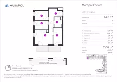 4 pokoje, mieszkanie 55,58 m², parter, oferta nr 1.A.0.07, Murapol Forum, Łódź, Śródmieście, ul. Targowa