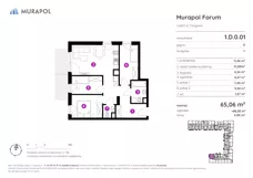 4 pokoje, mieszkanie 65,06 m², parter, oferta nr 1.D.0.01, Murapol Forum, Łódź, Śródmieście, ul. Targowa