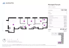 4 pokoje, mieszkanie 87,39 m², piętro 7, oferta nr 1.D.7.04, Murapol Forum, Łódź, Śródmieście, ul. Targowa