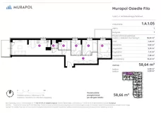 4 pokoje, mieszkanie 58,66 m², piętro 1, oferta nr 1.A.1.05, Murapol Osiedle Filo, Łódź, Polesie, Stare Polesie, ul. Wołowa