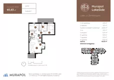 4 pokoje, mieszkanie 65,55 m², piętro 3, oferta nr 1.B.3.11, Murapol LakeSide, Lublin, Wrotków, ul. Zemborzycka