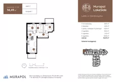 4 pokoje, mieszkanie 56,49 m², piętro 1, oferta nr 1.C.1.05, Murapol LakeSide, Lublin, Wrotków, ul. Zemborzycka