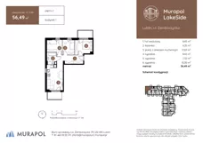 4 pokoje, mieszkanie 56,49 m², piętro 2, oferta nr 1.C.2.05, Murapol LakeSide, Lublin, Wrotków, ul. Zemborzycka
