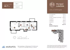 4 pokoje, mieszkanie 68,77 m², piętro 1, oferta nr 2.C.1.05, Murapol LakeSide, Lublin, Wrotków, ul. Zemborzycka