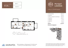 4 pokoje, mieszkanie 57,34 m², piętro 2, oferta nr 2.B.2.02, Murapol LakeSide, Lublin, Wrotków, ul. Zemborzycka