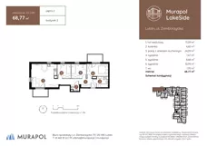 4 pokoje, mieszkanie 68,77 m², piętro 2, oferta nr 2.C.2.05, Murapol LakeSide, Lublin, Wrotków, ul. Zemborzycka
