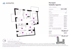 5 pokoi, mieszkanie 79,22 m², piętro 1, oferta nr 3.C.1.09, Murapol Agosto, Łódź, Polesie, Stare Polesie, ul. 6 Sierpnia