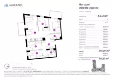 5 pokoi, mieszkanie 79,31 m², piętro 2, oferta nr 3.C.2.09, Murapol Agosto, Łódź, Polesie, Stare Polesie, ul. 6 Sierpnia