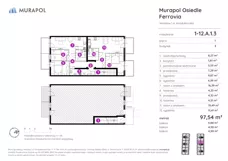 5 pokoi, mieszkanie 97,54 m², piętro 1, oferta nr 1-12.A.1.3, Murapol Osiedle Ferrovia, Wrocław, Jagodno, Krzyki, ul. Konduktorska