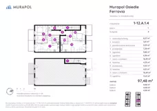 5 pokoi, mieszkanie 97,48 m², piętro 1, oferta nr 1-12.A.1.4, Murapol Osiedle Ferrovia, Wrocław, Jagodno, Krzyki, ul. Konduktorska