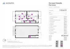 5 pokoi, mieszkanie 97,54 m², piętro 1, oferta nr 1-12.A.1.5, Murapol Osiedle Ferrovia, Wrocław, Jagodno, Krzyki, ul. Konduktorska