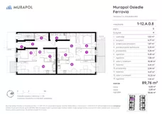 5 pokoi, mieszkanie 89,76 m², parter, oferta nr 1-12.A.0.8, Murapol Osiedle Ferrovia, Wrocław, Jagodno, Krzyki, ul. Konduktorska