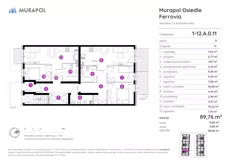 5 pokoi, mieszkanie 89,76 m², parter, oferta nr 1-12.A.0.11, Murapol Osiedle Ferrovia, Wrocław, Jagodno, Krzyki, ul. Konduktorska