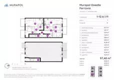 5 pokoi, mieszkanie 97,48 m², piętro 1, oferta nr 1-12.A.1.11, Murapol Osiedle Ferrovia, Wrocław, Jagodno, Krzyki, ul. Konduktorska