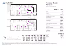 5 pokoi, mieszkanie 88,90 m², parter, oferta nr 31-42.A.1.34, Murapol Osiedle Ferrovia, Wrocław, Jagodno, Krzyki, ul. Konduktorska