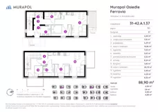 5 pokoi, mieszkanie 88,90 m², parter, oferta nr 31-42.A.1.37, Murapol Osiedle Ferrovia, Wrocław, Jagodno, Krzyki, ul. Konduktorska