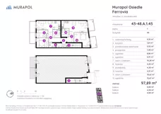 5 pokoi, mieszkanie 97,89 m², piętro 1, oferta nr 43-48.A.1.45, Murapol Osiedle Ferrovia, Wrocław, Jagodno, Krzyki, ul. Konduktorska