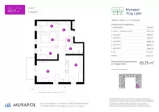 5 pokoi, mieszkanie 83,73 m², piętro 1, oferta nr 2.B.1.08, Murapol Trzy Lipki, Bielsko-Biała, Stare Bielsko, ul. Muszlowa