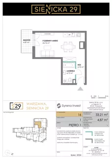 1 pokój, mieszkanie 33,21 m², piętro 1, oferta nr 16, Siennicka 29, Warszawa, Praga Południe, Grochów, ul. Siennicka 29