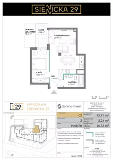 2 pokoje, mieszkanie 42,91 m², parter, oferta nr 2, Siennicka 29, Warszawa, Praga Południe, Grochów, ul. Siennicka 29