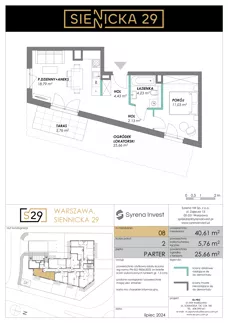 2 pokoje, mieszkanie 40,61 m², parter, oferta nr 8, Siennicka 29, Warszawa, Praga Południe, Grochów, ul. Siennicka 29