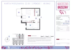 2 pokoje, mieszkanie 48,65 m², piętro 2, oferta nr C2.30, Miasteczko Brzeziny II, Warszawa, Białołęka, Brzeziny, ul. Hemara