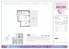 3 pokoje, mieszkanie 53,24 m², parter, oferta nr C2.10, Miasteczko Brzeziny II, Warszawa, Białołęka, Brzeziny, ul. Hemara
