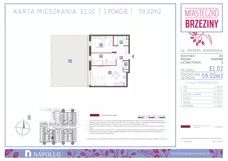 3 pokoje, mieszkanie 59,00 m², piętro 1, oferta nr E2.16, Miasteczko Brzeziny II, Warszawa, Białołęka, Brzeziny, ul. Hemara