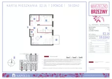 3 pokoje, mieszkanie 59,00 m², piętro 1, oferta nr E2.16, Miasteczko Brzeziny II, Warszawa, Białołęka, Brzeziny, ul. Hemara