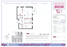 4 pokoje, mieszkanie 77,21 m², piętro 1, oferta nr C1.16, Miasteczko Brzeziny II, Warszawa, Białołęka, Brzeziny, ul. Hemara