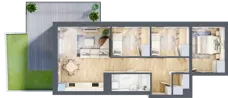 4 pokoje, mieszkanie 66,34 m², piętro 1, oferta nr B 1.03, Park Moniuszki II, Mysłowice, ul. Okrzei / Wielka Skotnica