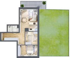 3 pokoje, mieszkanie 63,60 m², piętro 1, oferta nr B 1.04, Park Moniuszki II, Mysłowice, ul. Okrzei / Wielka Skotnica