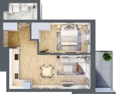 2 pokoje, mieszkanie 46,15 m², piętro 2, oferta nr A 2.04, Park Moniuszki II, Mysłowice, ul. Okrzei / Wielka Skotnica