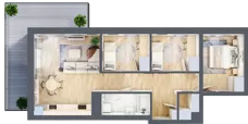 4 pokoje, mieszkanie 66,34 m², piętro 2, oferta nr B 2.04, Park Moniuszki II, Mysłowice, ul. Okrzei / Wielka Skotnica