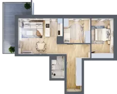3 pokoje, mieszkanie 63,51 m², piętro 6, oferta nr B 6.05, Park Moniuszki II, Mysłowice, ul. Okrzei / Wielka Skotnica
